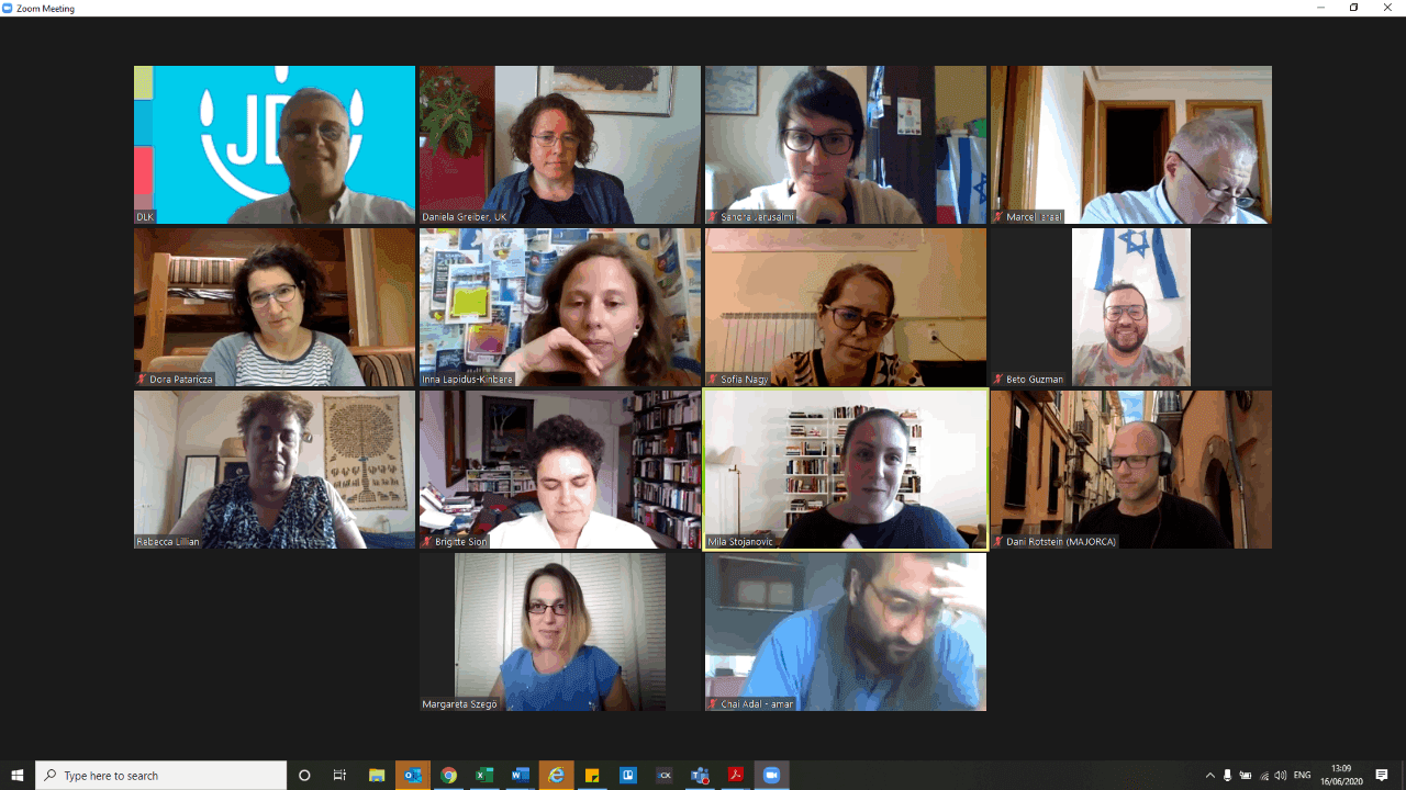 Rabbi David Levin-Kruss (top left) leads his online class, "Jewish Insights In a Time of Corona."