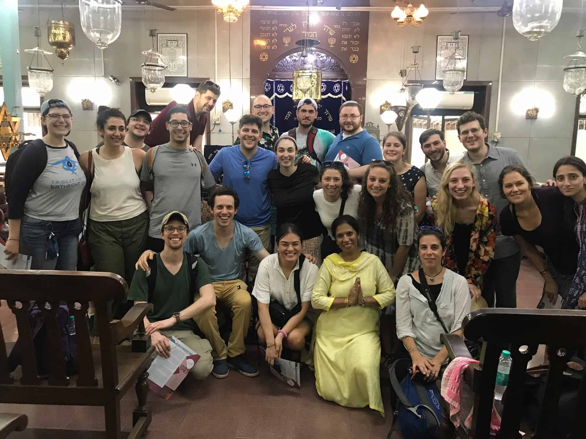 HUC-JIR rabbinical, cantorial, educational and non-profit students gather in a synagogue in Cochin, as part of their JDC Entwine Insider Trip through the Weitzman-JDC Fellowship