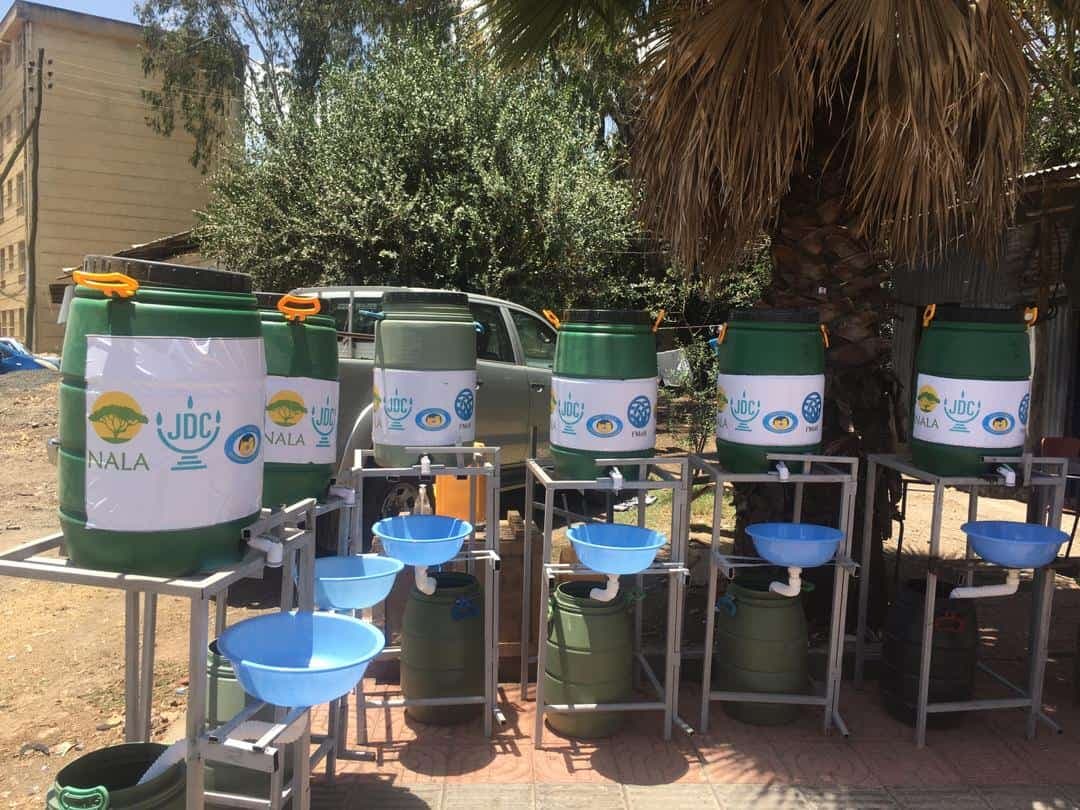 JDC handwashing stations in Ethiopia help combat the COVID-19 pandemic.