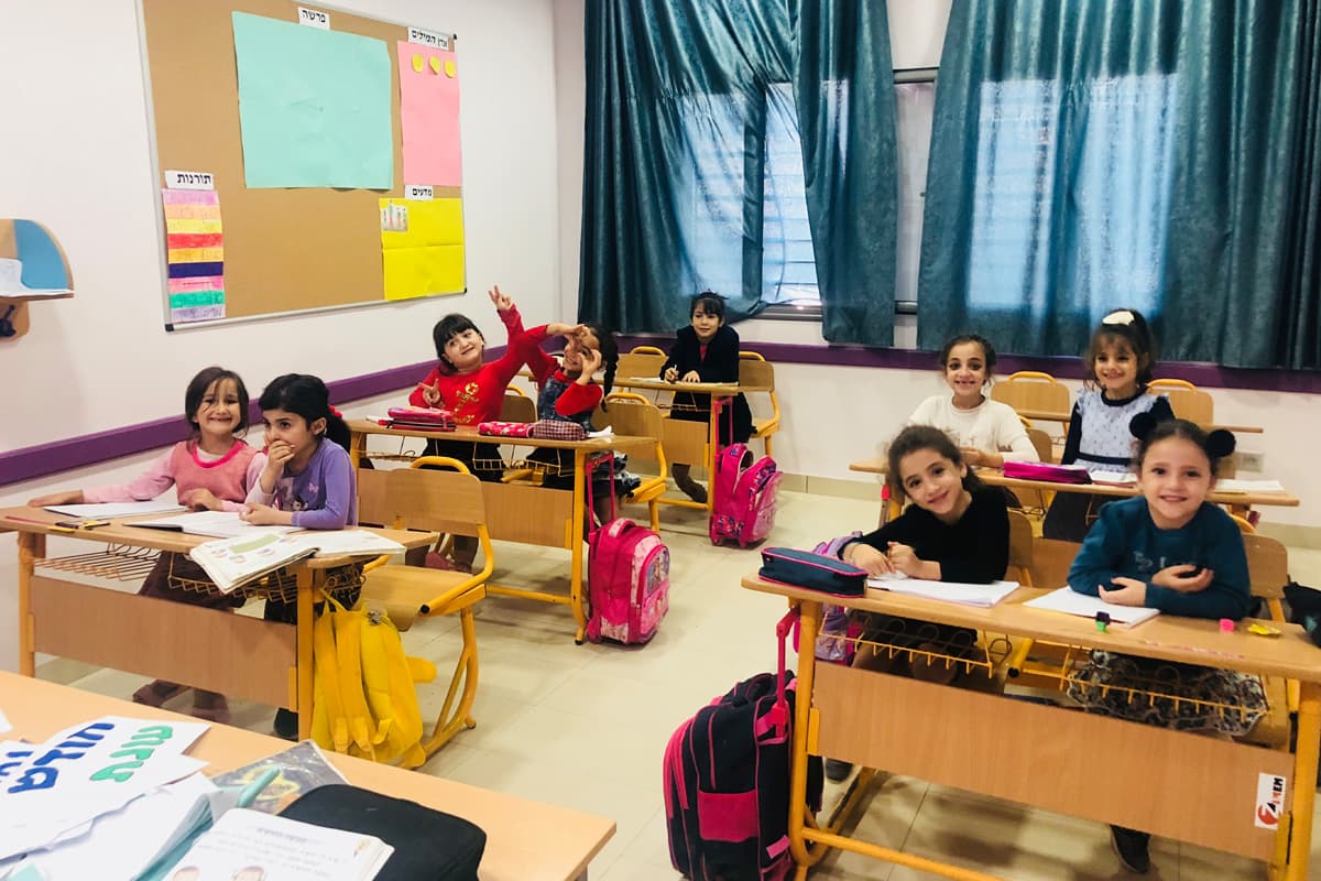 Students at the JDC-supported Kanfei Yonah all-girls school in Djerba, Tunisia, begin their day.